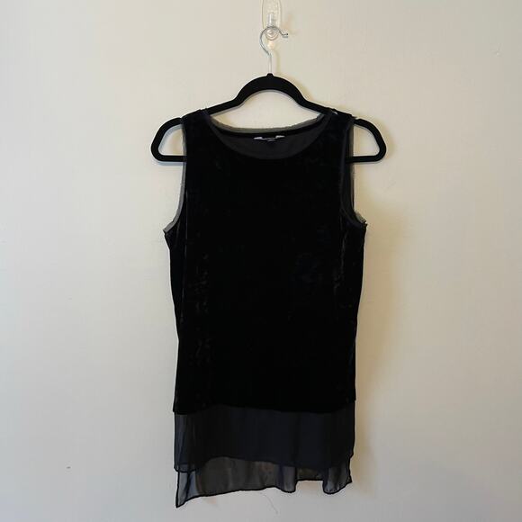 Simply Vera Vera Wang M tank top velvet sheer chiffon goth punk tunic black - Picture 1 of 7